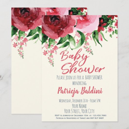 Babydusche Einladung (Vorne/Hinten)