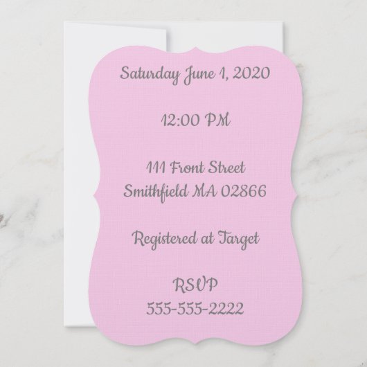 Babydusche Einladung (Rückseite)