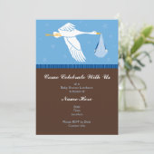 Babydusche Einladung 12x18 - Blau und Braun (Stehend Vorderseite)