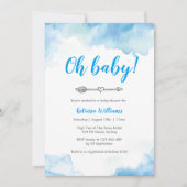 Babydusche Einladung Blauer Wasserfarbenpfeil (Vorderseite)