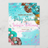 Babydusche Einladung farbige Donuts (Vorne/Hinten)