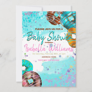 Babydusche Einladung farbige Donuts