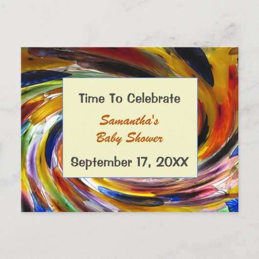 Babydusche Einladung Geschlecht neutrale Farbe Postkarte (Vorderseite)