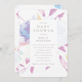 Babydusche Einladung Lila Wasserfarbe (Vorne/Hinten)