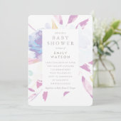 Babydusche Einladung Lila Wasserfarbe (Stehend Vorderseite)