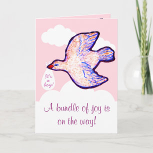 Babydusche Einladung mit Baby Bird auf Wolke
