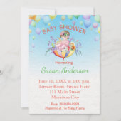 Babydusche Einladung mit Baby in Schirm (Vorderseite)