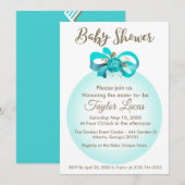 Babydusche Einladung mit Blue Balloon & Bow (Vorne/Hinten)