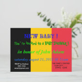 Babydusche Einladung mit der Flagge Belgiens (Stehend Vorderseite)