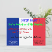 Babydusche Einladung mit der Flagge Frankreichs (Stehend Vorderseite)