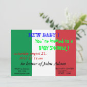 Babydusche Einladung mit der Flagge Italiens (Stehend Vorderseite)