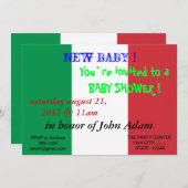 Babydusche Einladung mit der Flagge Italiens (Vorne/Hinten)