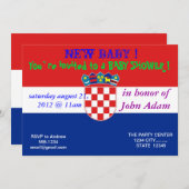 Babydusche Einladung mit der Flagge Kroatiens (Vorne/Hinten)