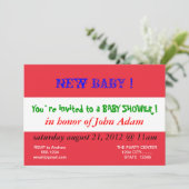 Babydusche Einladung mit der Flagge Österreichs (Stehend Vorderseite)