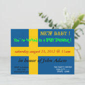 Babydusche Einladung mit der Flagge Schwedens (Stehend Vorderseite)