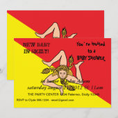 Babydusche Einladung mit der Flagge Siziliens, Ita (Vorne/Hinten)