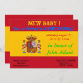 Babydusche Einladung mit der Flagge Spaniens (Vorne/Hinten)