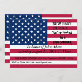 Babydusche Einladung mit Fahne von U.S.A. (Vorne/Hinten)