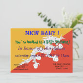 Babydusche Einladung mit Flagge Bhutans (Stehend Vorderseite)