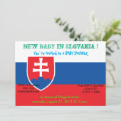 Babydusche Einladung mit Flagge der Slowakei (Stehend Vorderseite)