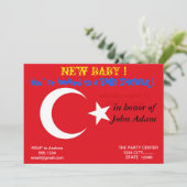 Babydusche Einladung mit Flagge der Türkei (Stehend Vorderseite)