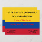Babydusche Einladung mit Flagge Kolumbiens (Vorne/Hinten)