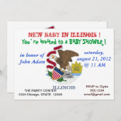 Babydusche Einladung mit Flagge von Illinois (Vorne/Hinten)