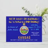 Babydusche Einladung mit Flagge von Kansas (Stehend Vorderseite)