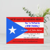 Babydusche Einladung mit Flagge von Puerto Rico (Stehend Vorderseite)