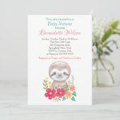 Babydusche Einladung Niedlich Sloth Baby Dusche (Stehend Vorderseite)
