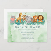 Babydusche Einladung niedliche Tiere Postkarte (Vorne/Hinten)