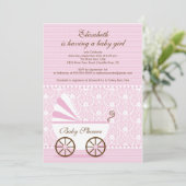 Babydusche Einladung Pink Baby Girl (Stehend Vorderseite)