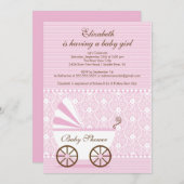 Babydusche Einladung Pink Baby Girl (Vorne/Hinten)