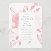 Babydusche Einladung Rosa Blumenwasser (Vorne/Hinten)