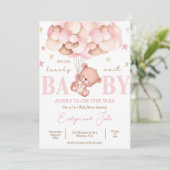 Babydusche Einladung Stars Modern Boho Teddy Bea (Stehend Vorderseite)