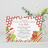 Babydusche Einladung Weihnachtsbär (Stehend Vorderseite)