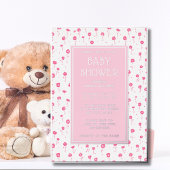 Babydusche Einladungen Blumenrosa Silber Niedlich