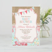 Babydusche Einladungen Einbruch Rustikal (Stehend Vorderseite)