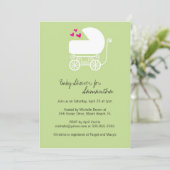Babydusche Einladungen mit Kutsche (Stehend Vorderseite)