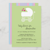 Babydusche Einladungen mit Kutsche (Vorne/Hinten)