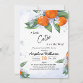 Babydusche Einladungen mit Mandarine (Vorderseite)