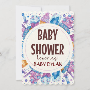 Babydusche Eiscreme Wasserfarben Kunst Einladung