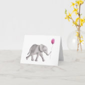 Babydusche Elefant Danke, Karten, rosa Karte (Gelbe Blume)