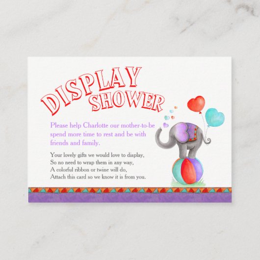 Babydusche Elefant, graue Duschkarten Begleitkarte (Rückseite)