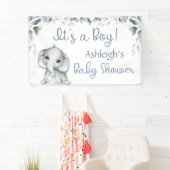 Babydusche Elefant ITS A BOY Botanical Blue Banner (Insitu)