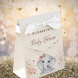 Babydusche Elefant Rose Gold Rosa Glitzer Geschenkschachtel