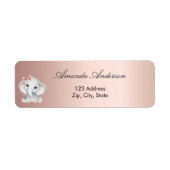 Babydusche Elefant Rose Gold Rücksendeadresse (Vorne)