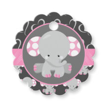 Babydusche Elefanten Pink und Gray Fevor Tags
