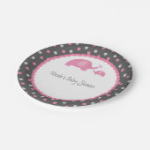 Babydusche Elefanten Rosa Grau & Weiß Pappteller (Schrägansicht)