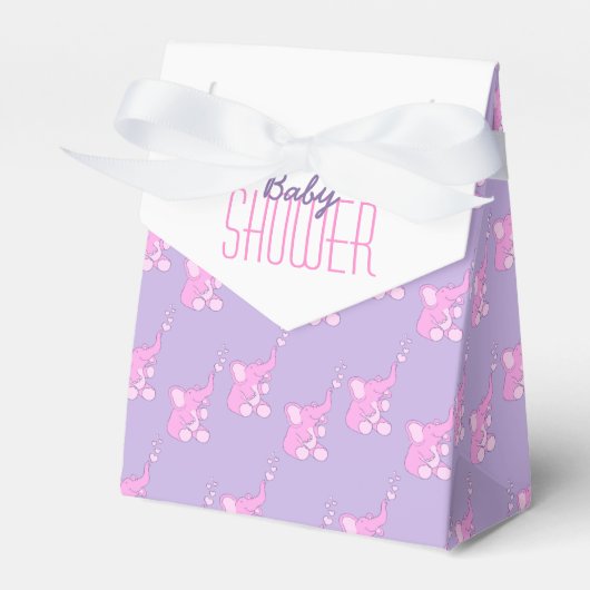 Babydusche Elefanten rosa lila Geschenkbox Geschenkschachtel (Vorderseite)